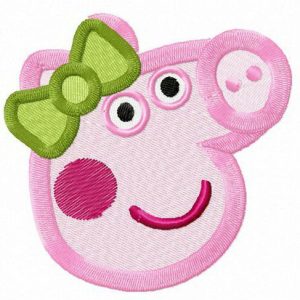 Peppa's green bow embroidery design