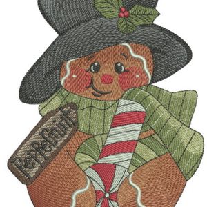 Peppermint gingedbread man embroidery design