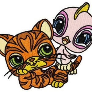Petshop cat and bird 2 embroidery design