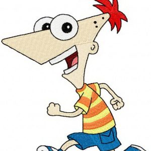 Phineas running embroidery design