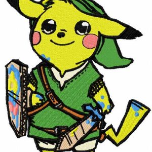 Pikachu warrior embroidery design