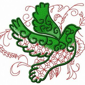 Pigeon and wheat embroidery design