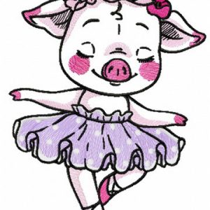 Piggy ballerina embroidery design