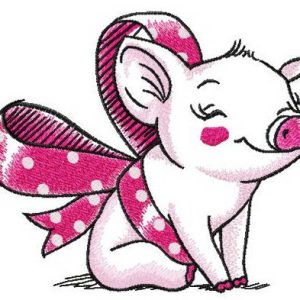 Piggy present embroidery design