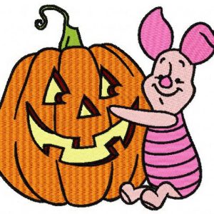 Piglet with pumpkin embroidery design