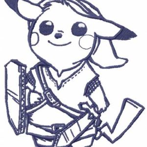 Pikachu blue warrior embroidery design