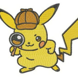 Pikachu Sherlock embroidery design