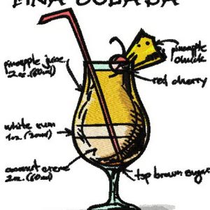 Pina Colada cocktail embroidery design