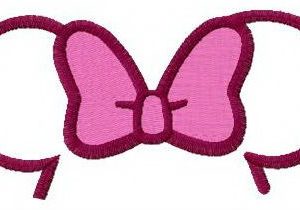 Pink bow for mouse embroidery design