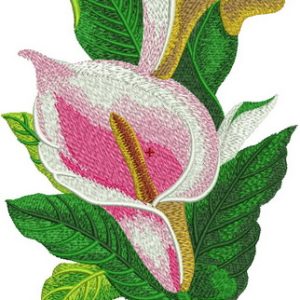 Pink calla lilies embroidery design