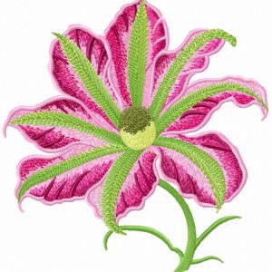 Pink clematis embroidery design