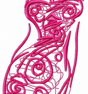 Pink cocktail dress embroidery design