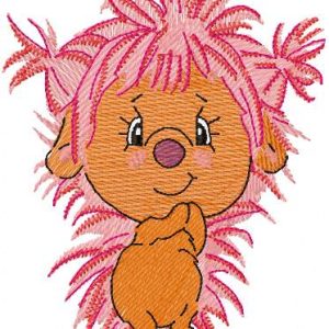 Pink hedgehog embroidery design