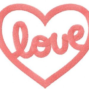 Pink love heart embroidery design