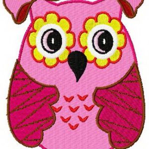 Pink owl embroidery design