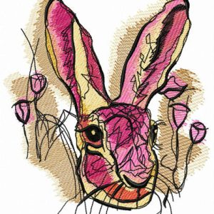 Pink rabbit embroidery design