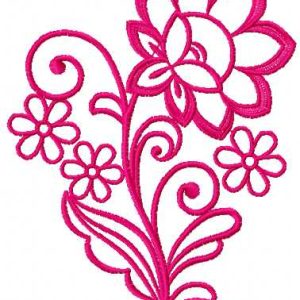 Pink rose one color embroidery design
