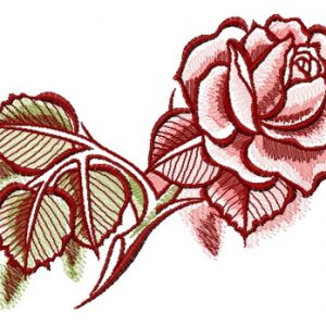 Pink rose with shadow embroidery design