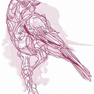 Pink sparrow embroidery design