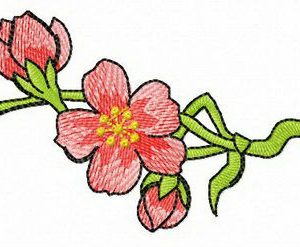 Pink wild rose flower embroidery design