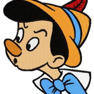Pinocchio amazed embroidery design