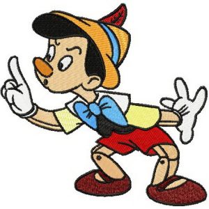 Pinocchio be quite embroidery design