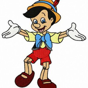 Pinocchio dancing embroidery design