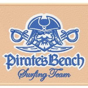 Pirate's beach Surfing team embroidery design