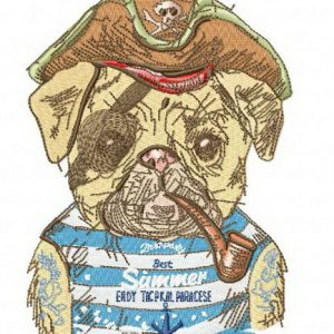 Pirate pug-dog 2 embroidery design