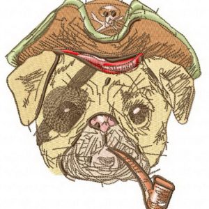 Pirate pug-dog 3 embroidery design