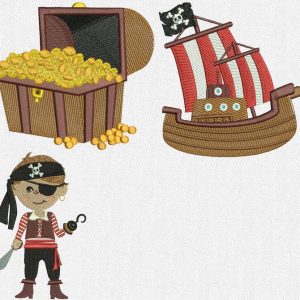 Pirate set embroidery design
