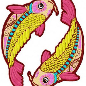 Zodiac sign Pisces embroidery design