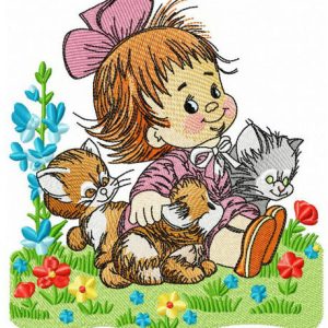 Playing on the meadow embroidery design