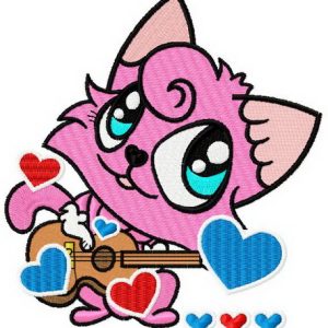Playing the guitar embroidery design