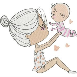 Playing with baby embroidery design