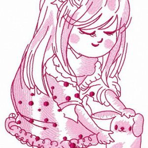 Playing with soft bunny embroidery design