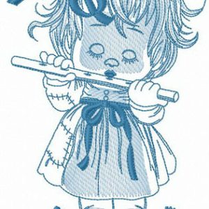 Playing woodwind instrument embroidery design