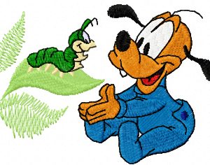 Pluto and caterpillar embroidery design