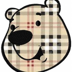 Polar bear face applique embroidery design