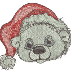 Polar bear in Santa hat 2 embroidery design