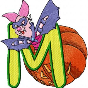 Piglet Alphabet Letter M embroidery design