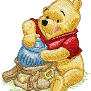 Winnie Pooh with bag embroidery design