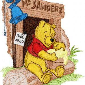 Winnie Pooh and honey embroidery design