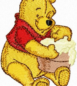 Winnie Pooh with honey embroidery design