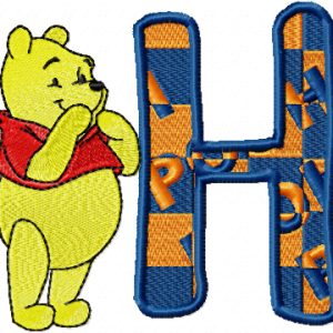 Winnie Pooh Alphabet letter H embroidery design