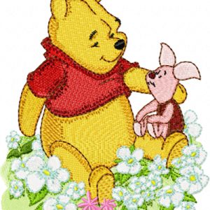 Winnie Pooh and Piglet embroidery design
