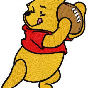 Pooh plays rugby embroidery design
