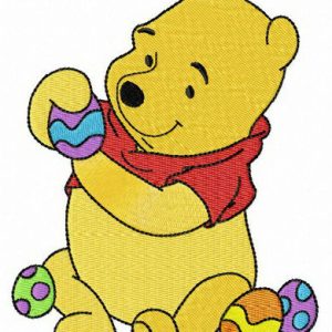 Pooh preparing for Easter embroidery design