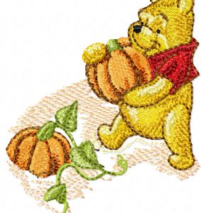 Winnie Pooh and pumpkins embroidery design