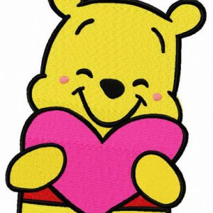 Pooh with Valentine card embroidery design